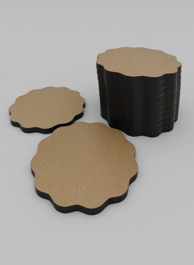 PICRAZEE قواعد أكواب خشبية من خشب MDF من PICRAZEE للأعمال اليدوية، وفن الماندالا، وفن الراتنج، والرسم، ومجموعة أدوات تزيين الحرف اليدوية، مجموعة من 12 قطعة على شكل زهرة مستديرة مقاس 4 بوصة (WR_12) - Image 5